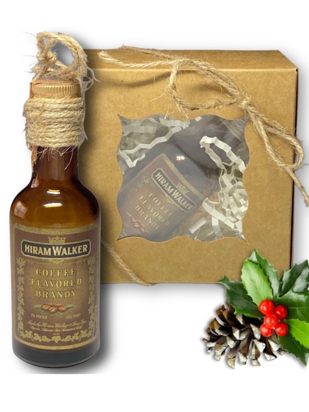 Hiram Walker Coffee Flavored Brandy Artisan Vintage Glass Bottle Ornament